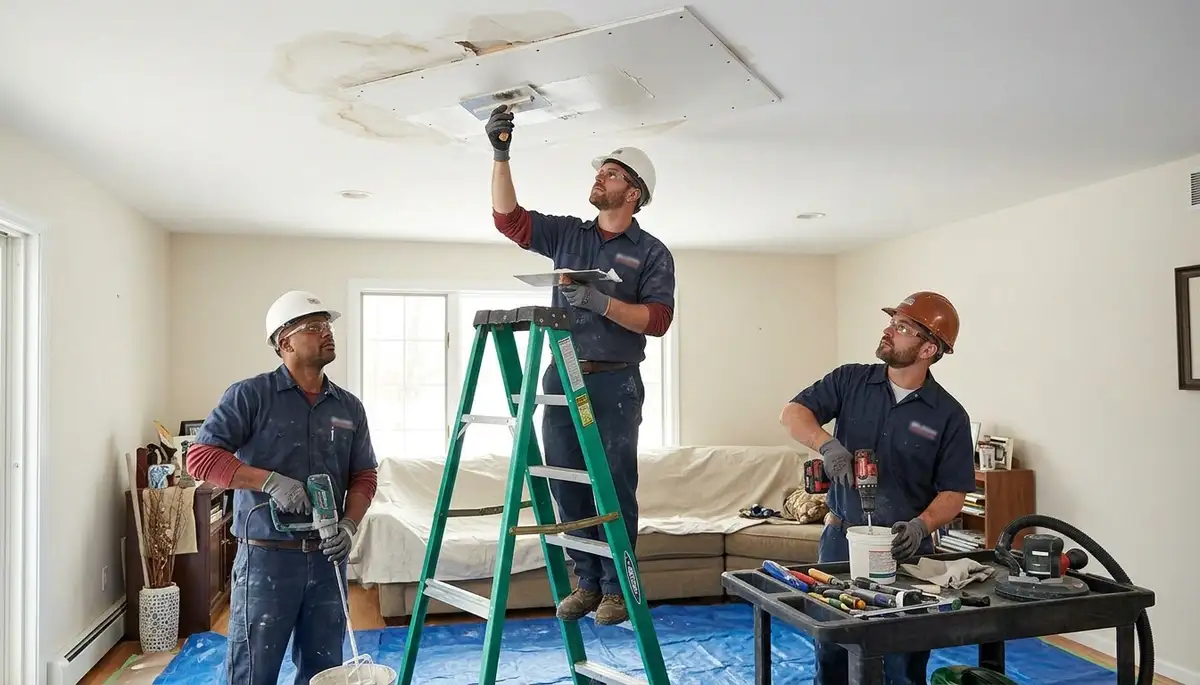 Honolulu, HI ceiling water damage repair for stained, sagging drywall in a home