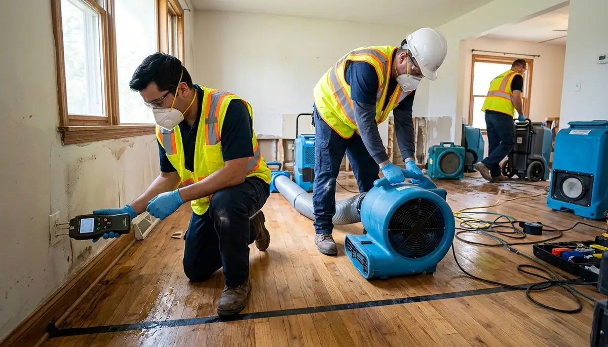 Water damage restoration technician in Honolulu, HI responding to emergency flood cleanup