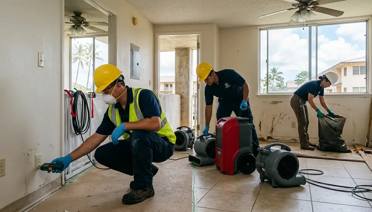 Honolulu, HI water damage restoration team providing emergency cleanup and repair services
