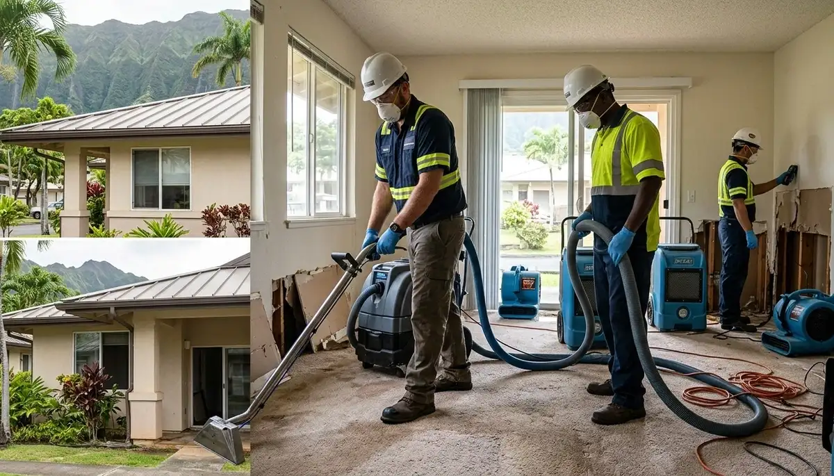 Water damage restoration team in Honolulu, HI providing emergency cleanup and repair
