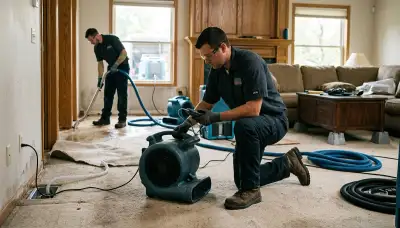 Honolulu, HI water damage restoration team inspecting flood-damaged home for moisture cleanup
